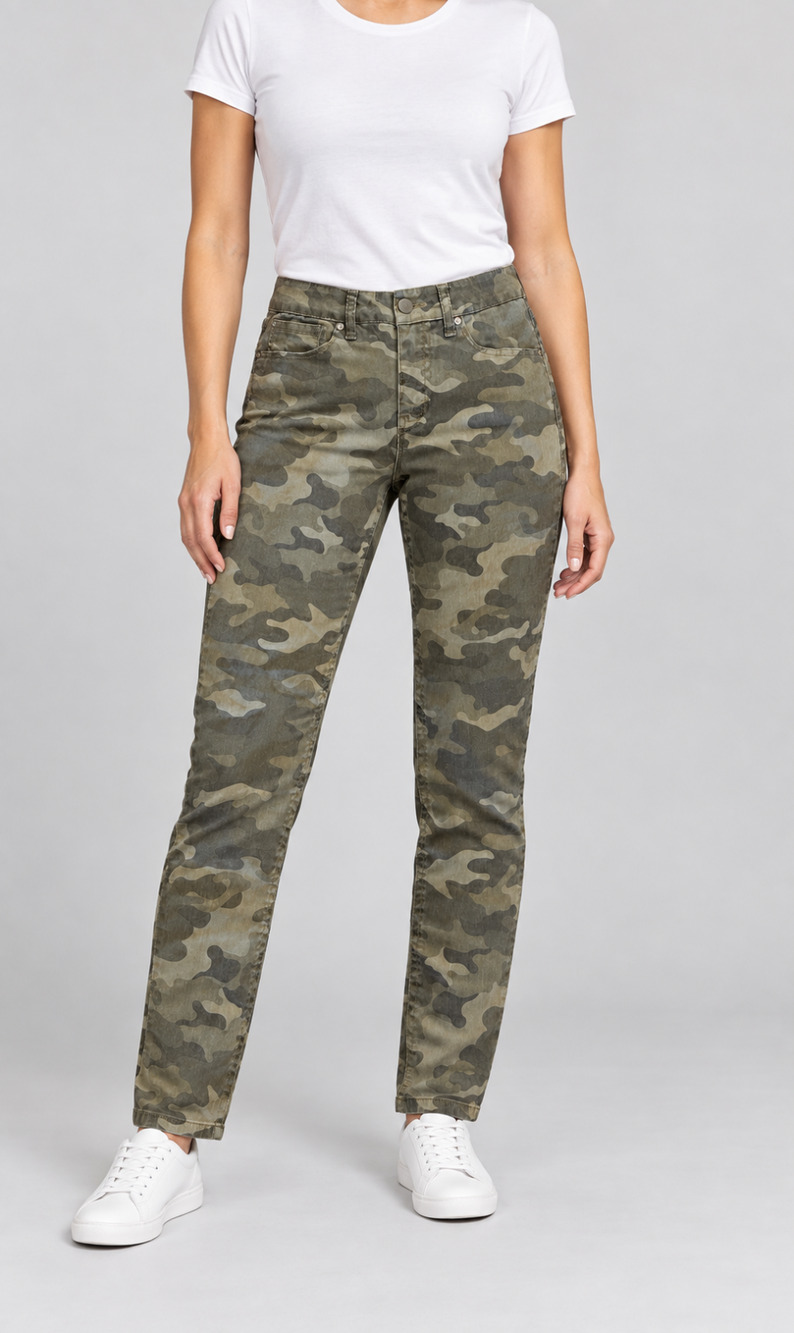 Seven7 Tummyless Camo Skinny Jeans Womens 8 High Rise Stretch Sandstorm Green